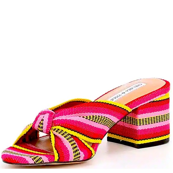 New Chelsea & Violet Gia Knot Stripe Printed Mules - Picture 3 of 16